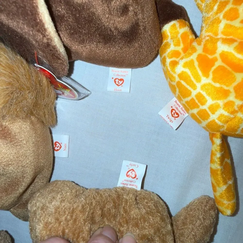 Ty Beanie Babies Woodland Forest PVC Lot 12 Chocolate Nuts Ringo Curly Hoot Twig